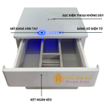 Két sắt Bofa BY-55CT trắng két ngăn kéo, vân tay điện tử, tích hợp quản lý bằng điện thoại.