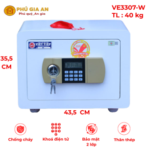 Két sắt Việt Tiệp siêu cường VE3307-W màu trắng điện tử báo động - Model 2024