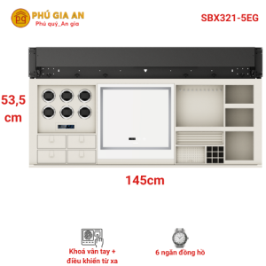 Tủ gương trang điểm Philips SBX321, 6 ngăn đựng đồng hồ